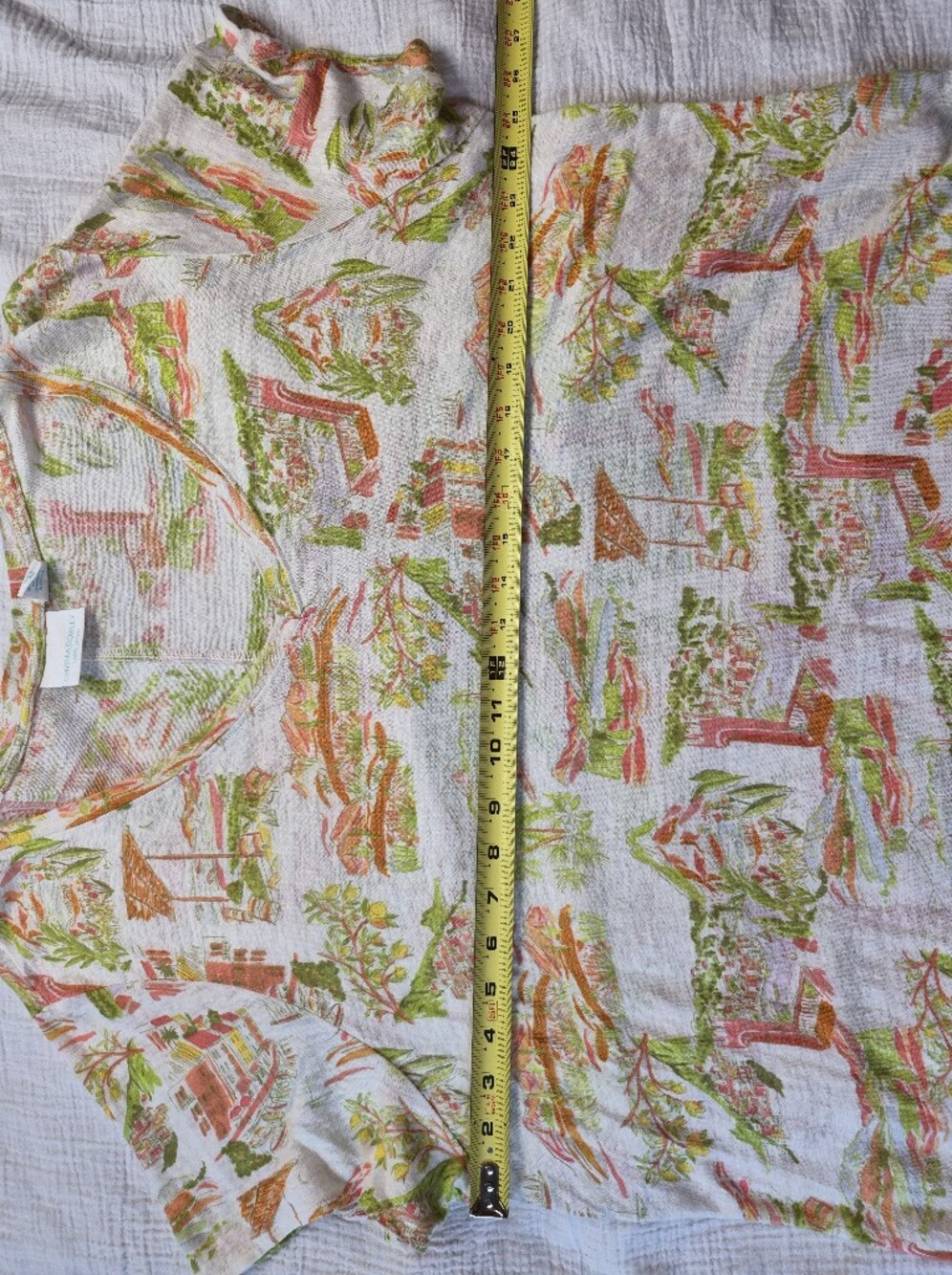 Cynthia Rowley 100% Linen Mediterranean Coastal Print High-Low Tee, Size 3X - Picture 6 of 9